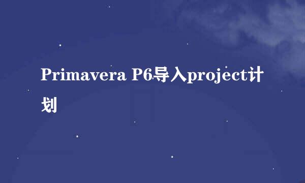 Primavera P6导入project计划