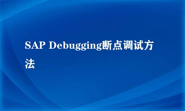 SAP Debugging断点调试方法