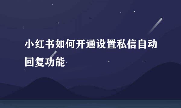 小红书如何开通设置私信自动回复功能