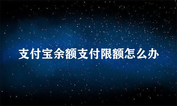 支付宝余额支付限额怎么办