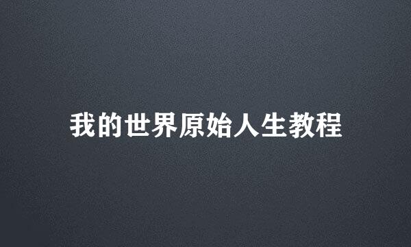 我的世界原始人生教程