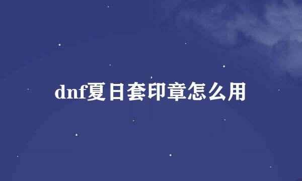 dnf夏日套印章怎么用