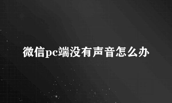 微信pc端没有声音怎么办