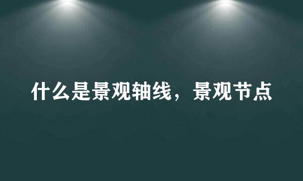 什么是景观轴线，景观节点