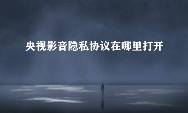 央视影音隐私协议在哪里打开