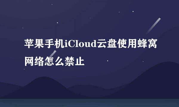 苹果手机iCloud云盘使用蜂窝网络怎么禁止