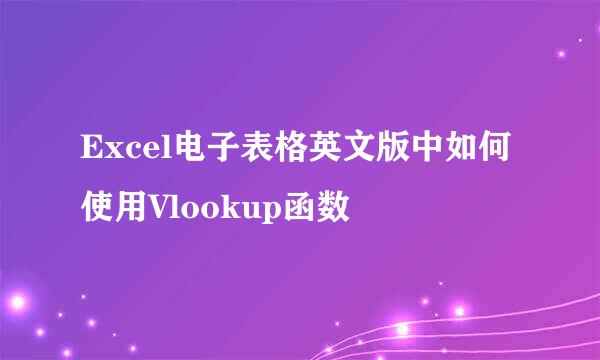 Excel电子表格英文版中如何使用Vlookup函数