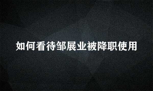 如何看待邹展业被降职使用