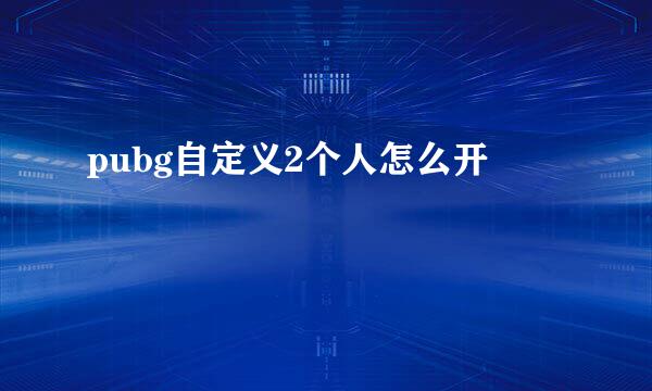 pubg自定义2个人怎么开