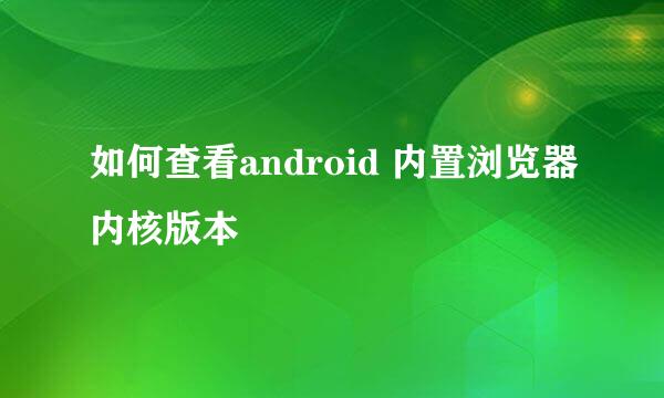 如何查看android 内置浏览器内核版本