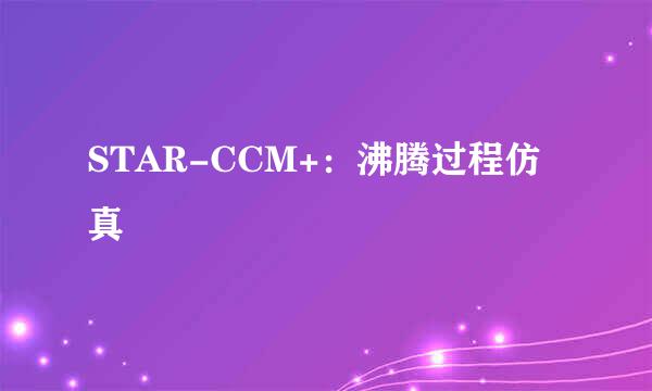 STAR-CCM+：沸腾过程仿真