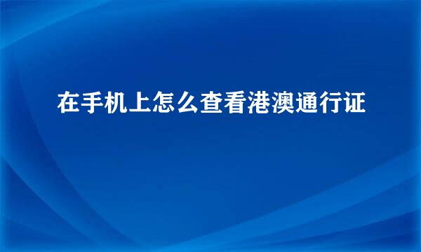 在手机上怎么查看港澳通行证
