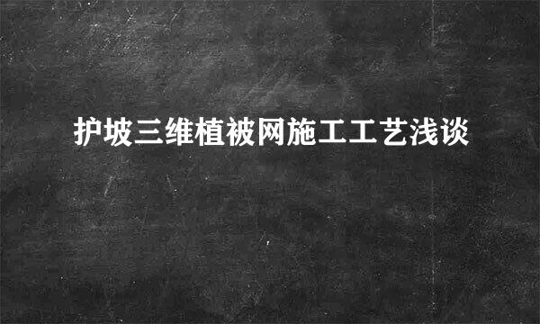 护坡三维植被网施工工艺浅谈