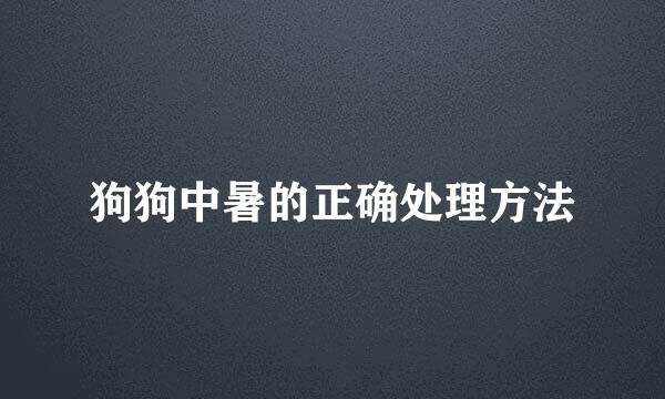 狗狗中暑的正确处理方法