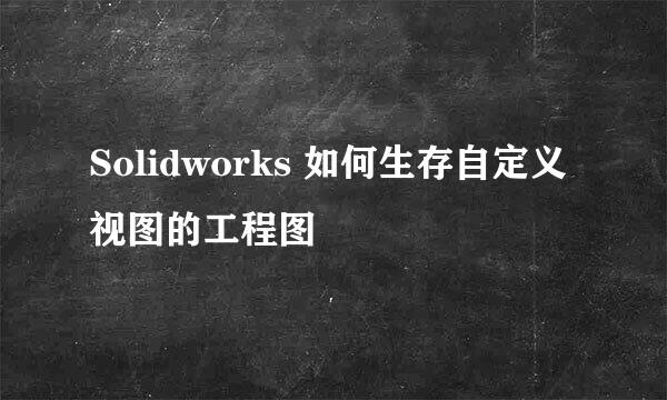 Solidworks 如何生存自定义视图的工程图