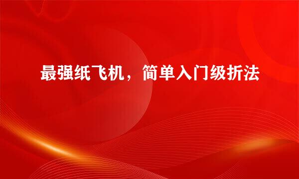 最强纸飞机，简单入门级折法