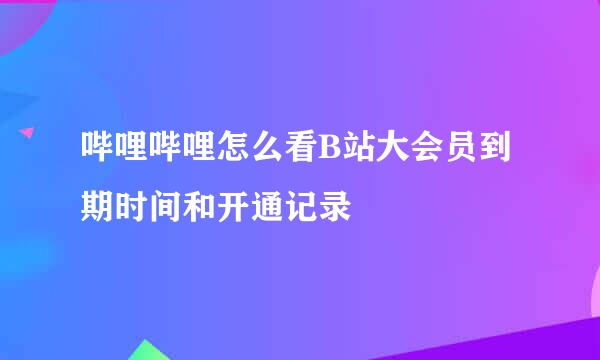 哔哩哔哩怎么看B站大会员到期时间和开通记录