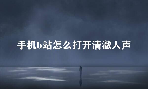 手机b站怎么打开清澈人声