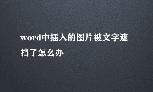 word中插入的图片被文字遮挡了怎么办