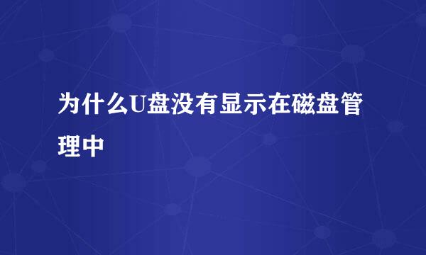 为什么U盘没有显示在磁盘管理中