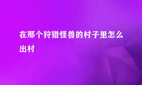 在那个狩猎怪兽的村子里怎么出村