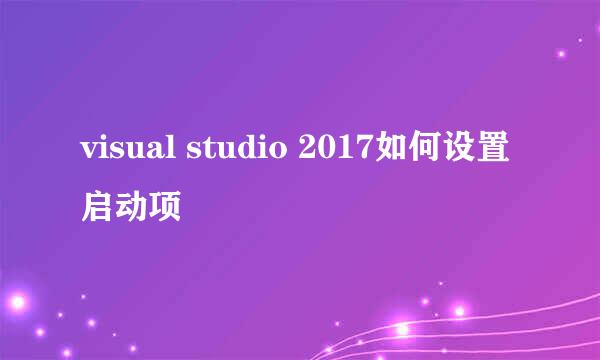 visual studio 2017如何设置启动项