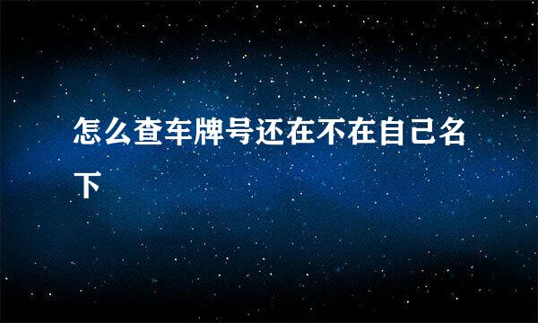 怎么查车牌号还在不在自己名下