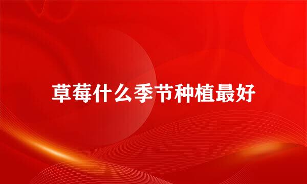 草莓什么季节种植最好