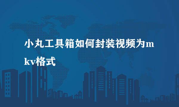 小丸工具箱如何封装视频为mkv格式