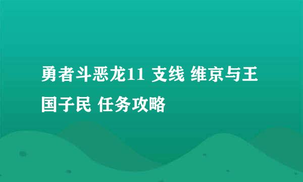 勇者斗恶龙11 支线 维京与王国子民 任务攻略