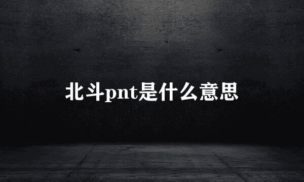 北斗pnt是什么意思