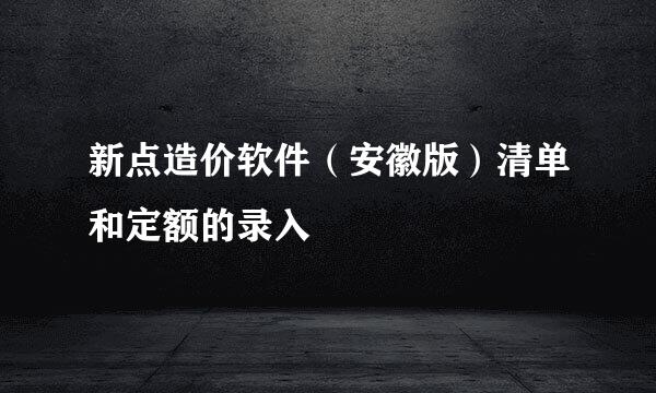 新点造价软件（安徽版）清单和定额的录入