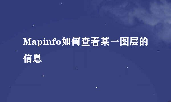 Mapinfo如何查看某一图层的信息