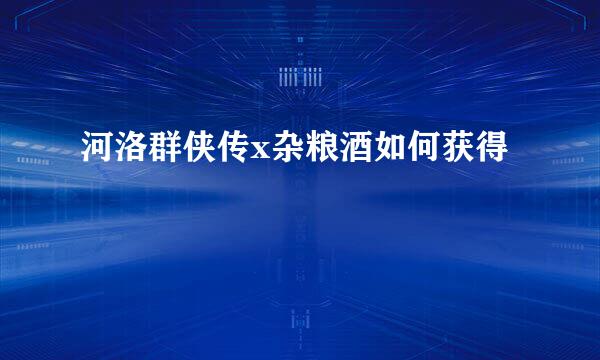 河洛群侠传x杂粮酒如何获得