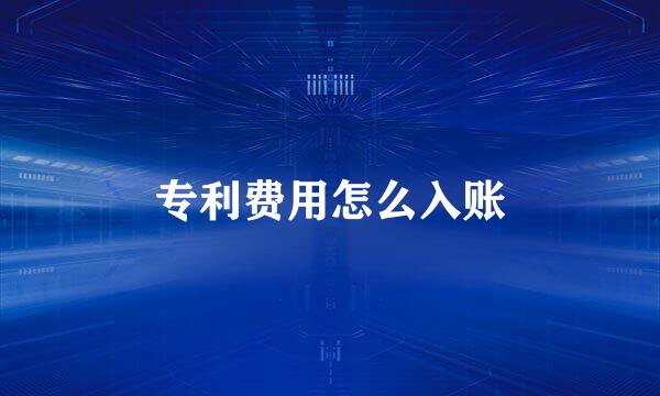 专利费用怎么入账