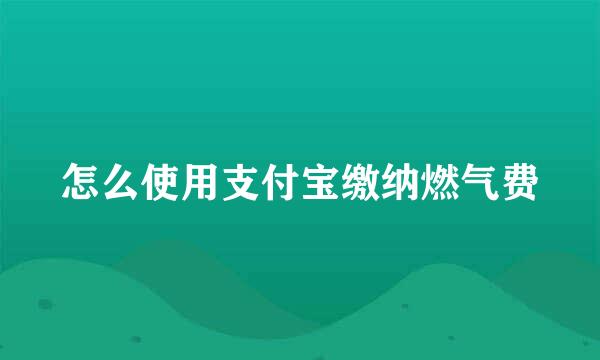 怎么使用支付宝缴纳燃气费