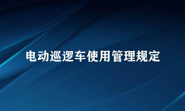 电动巡逻车使用管理规定