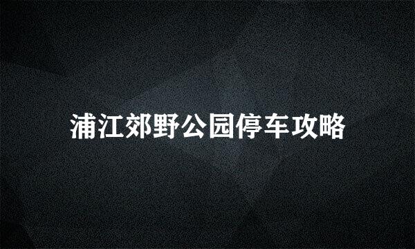 浦江郊野公园停车攻略