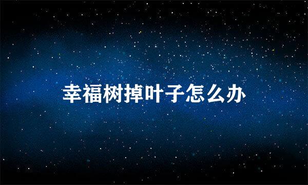 幸福树掉叶子怎么办