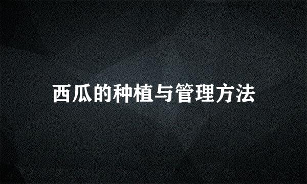 西瓜的种植与管理方法