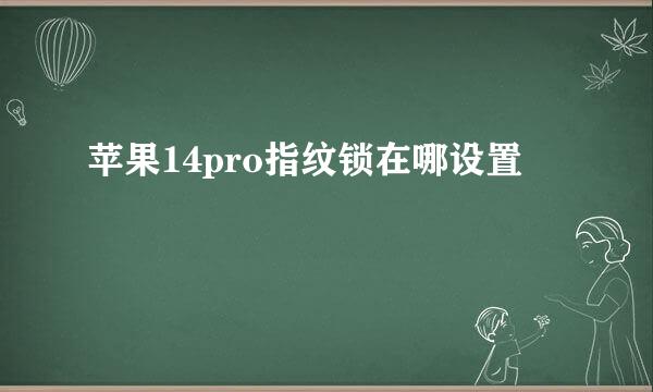 苹果14pro指纹锁在哪设置