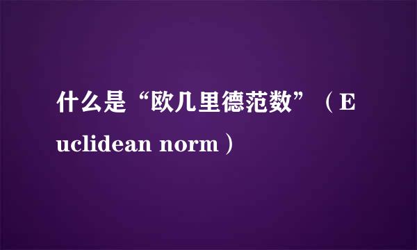 什么是“欧几里德范数”（Euclidean norm）