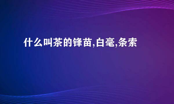 什么叫茶的锋苗,白毫,条索