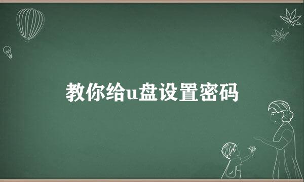 教你给u盘设置密码