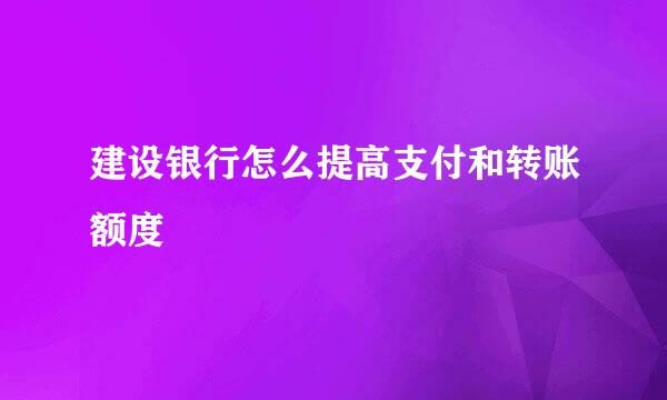 建设银行怎么提高支付和转账额度