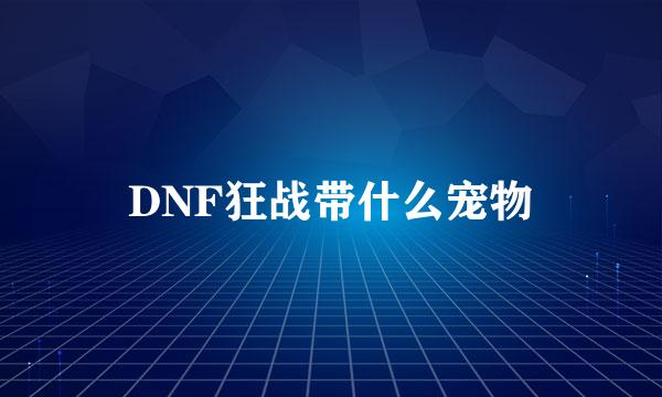 DNF狂战带什么宠物
