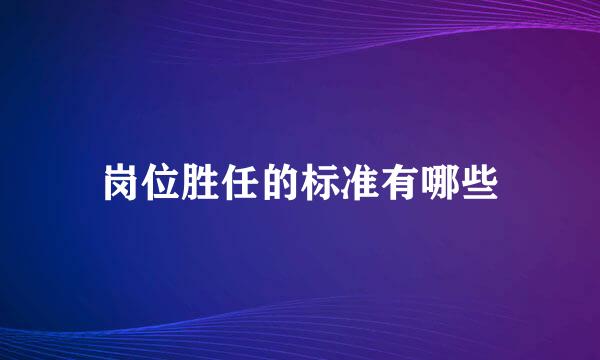 岗位胜任的标准有哪些
