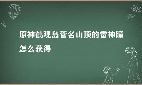 原神鹤观岛菅名山顶的雷神瞳怎么获得