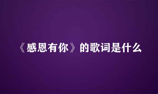《感恩有你》的歌词是什么