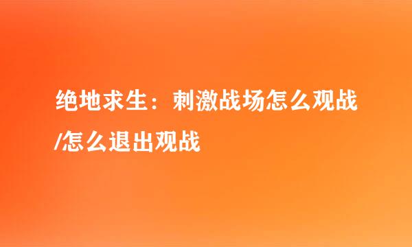 绝地求生：刺激战场怎么观战/怎么退出观战